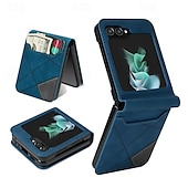 cheap Samsung Cases-Phone Case For Samsung Galaxy Z Flip 7 Z Flip 6 Z Flip 5 Z Flip 4 Z Flip 3 Flip Cover Card Slot Shockproof Retro Geometric Pattern PC PU Leather