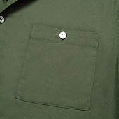 preiswerte Herren Elite Hemden-Herren Hemd Leinenhemd Kuba-Kragen-Hemd Einfarbig Urlaub Straße Schwarz Blau Braun Grün Kurzarm Frühling &amp; Sommer Bekleidung