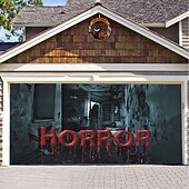 Halloween Door Decorations Halloween Garage Door Cover Pumpkins Jack O Lantern Outdoor Banner Ghost Bats Large Backdrop Decoration for Holiday Out door Decorations Door Home Wall Decorations 53