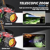 abordables Luces de acampada-Linterna frontal portátil con sensor recargable por USB, linterna frontal con zoom superbrillante e impermeable para pesca y acampada al aire libre