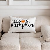 billiga Halloween Sovrum-Halloween Broderade Pumpor Dekorativa Toss Kuddar Överdrag 1PC Mjukt Fyrkantigt Kuddskydd Höstkudde för Sovrum Vardagsrum Soffa Stol