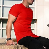 Недорогие Футболки и майки для бега-Муж. Футболка для бега С короткими рукавами Футболка Футболка Повседневные Одежда для спорта и отдыха Лето Однотонный Быстровысыхающий Мягкий Дышащий Тренировка в тренажерном зале Прогулки Бег