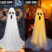 cheap Halloween Outdoor-Halloween Decorations Lighted Ghosts Outdoor Decoration Lights Yard Halloween Standing Ghost Lights Battery Operated Porch for Patio Spooky Atmosphere Decorations 1pc