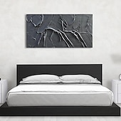 cheap Abstract Paintings-Handmade Oil Painting Canvas Wall Art Decoration Modern Abstract Texture Black for Living Room Home Decor Rolled Frameless Unstretched Painting