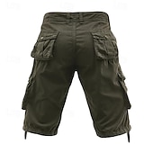 baratos Clássico-Homens Shorts táticos Capri Cargo Shorts Bermuda Cargo Calção Shorts de Trilha Botões Bolso multi Tecido Vestível Comprimento da panturrilha Ao ar livre Diário Acampar e Caminhar Moda Clássico Preto