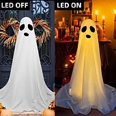 cheap Halloween Outdoor-Halloween Decorations Lighted Ghosts Outdoor Decoration Lights Yard Halloween Standing Ghost Lights Battery Operated Porch for Patio Spooky Atmosphere Decorations 1pc