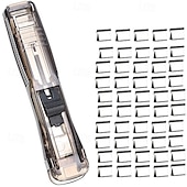 cheap Office Supplies-Paper Clam Clip Dispenser Handheld File Document Clipper with 50 Reuseable Stainless Steel Refill Clips for Home Office School