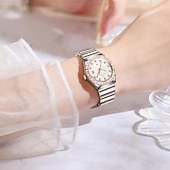 baratos Relógios Quartz-Novo Tendência da Moda com Pulseira de Aço Inoxidável Presente para o Dia das Mães para Relógio de Mulheres Textura Calendário Luminosa Marca Simples e Luxuosa Relógio de Quartzo Casual para Vida