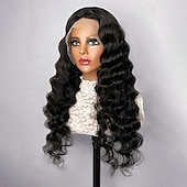 baratos Perucas de seda frontais de cabelo natural-13x6 solta onda profunda perucas dianteiras do laço perucas de cabelo humano 180% densidade com cabelo do bebê