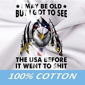 economico Magliette grafiche da uomo-Bandiera americana degli Stati Uniti Aquila stampa di lettere Erica grigia Bianco Vino maglietta Per uomo Grafico 100% cotone Camicia Classico Informale Camicia Manica lunga Maglietta comoda