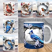 cheap Mugs &amp; Cups-Bird Coffee Cup 3D illusion Coffee Mugs, Animal Gift Cup Travel Mug Funny Drinking Cup Desk Decor,11.2oz Ceramic Mug Tea Mug, Birthday Christmas Gifts for Animal Lovniner