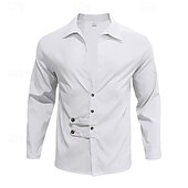 preiswerte Herrenhemd zum Knöpfen-Herren Hemd Sommerhemd Freizeithemd Strandhemd Schwarz Weiß Armeegrün Grau Leicht Blau Langarm Einfach Revers Urlaub Hawaiianisch Button-Down Bekleidung Polyester Mode Lässig Bequem