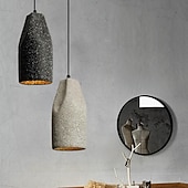 economico Luci Isola cucina-Lampadari A Sospensione A Led E27 Con Finitura In Terrazzo Industriale Lampada A Sospensione Color Cemento Lampada A Sospensione Con Paralume In Vetro Trasparente Per Ingresso Rustico, Sala Da Pranzo,