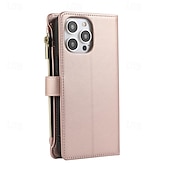 economico Cover per iPhone-telefono Custodia Per Samsung Galaxy iPhone16 iPhone 15 Pro Max Plus iPhone 14 13 12 11 Pro Max Plus Mini Porta carte di credito Con supporto A calamita Cerniera Retrò TPU pelle sintetica
