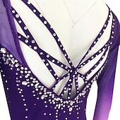 halpa Taitoluistelupuvut-Taitoluistelupuku Naisten Tyttöjen Luistimet Hameet Purppura Tilkkutäkki Peukalonreikä Silmukka Erittäin elastinen Kouluts Kilpailu Luisteluasu Klassinen Pitkähihainen Luistelu Taitoluistelu