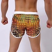 billiga Geometrisk tryck-Herr Rutnät / Pläd Geometriska mönster Badshorts Boardshorts Beach Shorts Medium Midja Mode Designer Surfing Helgdag Strand Ficka Snörning Elastisk midja Designer Kläder