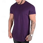 Недорогие Футболки и майки для бега-Муж. Футболка для бега С короткими рукавами Футболка Футболка Повседневные Одежда для спорта и отдыха Лето Однотонный Быстровысыхающий Мягкий Дышащий Тренировка в тренажерном зале Прогулки Бег