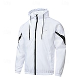 economico Softshell, pile e giacche da escursionismo-Per uomo Giacca softshell Giacca da escursionismo All&#039;aperto Blocco di colori Antivento Resistente all&#039;Acqua Felpa con Cappuccio Giacca a vento Campeggio / Escursionismo / Speleologia Viaggio Nero