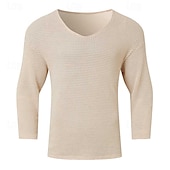 economico magliette di base-Per uomo Maglietta Maglietta a Maglia Camicia a Maniche Lunghe Manica Lunga Scollo a V Primavera &amp; Autunno Semplice Moda Designer Essenziale Lavoro a maglia Vacanza Streetwear Uscire Nero Blu marino