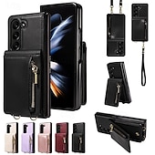 Недорогие Чехлы для Samsung-телефон Кейс для Назначение SSamsung Galaxy Z-сгиб 6 Z Fold 5 Кошелек для карт со стендом Магнитный Молния Ретро ТПУ Кожа PU