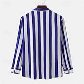 voordelige heren overhemd met knopen-Voor heren Overhemd Zomer overhemd Normaal shirt Strand hemd Overhemd met knopen Gestreepte shirts Zwart Geel Lichtgroen Blozend Roze Koningsblauw Lange mouw Gestreept Revers Vakantie Hawaii