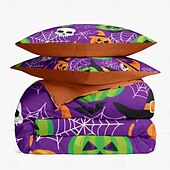 economico Set copripiumino-set copripiumino collezione halloween set 3 pezzi jack o lantern zucca super morbido delicato sulla pelle di lunga durata
