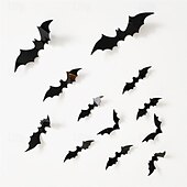 abordables Décorations d&#039;Halloween-Autocollant chauve-souris en pvc, 12 paquets, autocollant mural 3d en forme d&#039;araignée, décoration de fête d&#039;halloween, disposition d&#039;atmosphère de festival fantôme