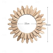 tanie Dekoracje ścienne-lustro ścienne dekoracyjne rustykalne okrągłe drewniane lustra na ścianie sunburst boho dekoracje ścienne lustro dla domku letniskowego wystrój przedpokoju sypialnia salon