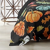 cheap Halloween Bedroom-Halloween Colorful Pumpkin Duvet Cover Set - Vibrant and Festive Pumpkin Design - Includes Duvet Cover and Pillowcases - Soft and Comfortable Fabric