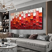 cheap Landscape Paintings-Hand Painted Abstract Red Oil Painting on Canvas Large Wall Art Original Textured Palette Knife Modern Trendy Minimalist Living Room Home Decor Unframed