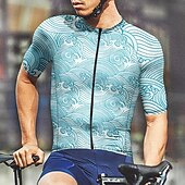 levne Pánské dresy-Pánské Cyklodres Krátký rukáv Kolo Tričko Dres Vrchní část oděvu se 3 zadními kapsami Horská cyklistika Prodyšné Rychleschnoucí Nebeská modř Grafika Sportovní Oblečení