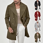 levne Pánský trenčkot-Pánské Kabát Trenčkot Denní Dovolená Podzim zima Polyester Yumuşak Svrchní oděvy Oblečení Módní Klasické Bez vzoru Kapsy Přehnutý Dvouřadé