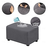 abordables Housse de pouf-Housse de pouf en velours rectangulaire, housse de rangement pour pouf, housse de repose-pieds épaisse et extensible avec bande élastique
