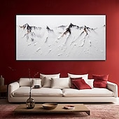 preiswerte Landschaftsgemälde-3D-Ölgemälde mit Bergmotiv, handgemalt, dickes Strukturölgemälde, beige-weißes Gemälde auf Leinwand, abstraktes strukturiertes Ölgemälde für Wandkunst, Gemälde für Wohnzimmer
