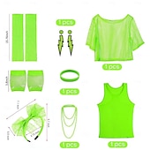 זול תלבושות-רטרו\וינטאג' שנות ה-80 להתאמן סט אביזרים חולצת רשת דייגים תחפושות בגדי ריקוד נשים נשף מסכות מפלגה יום יומי\קז'ואל מצעד הגאווה מבוגרים עליון כפפות עוד אביזרים כל העונות