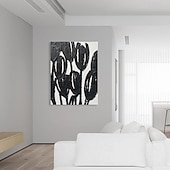 voordelige Abstracte schilderijen-handgemaakte olieverf canvas kunst aan de muur decoratie abstracte textuur zwart-witte bloemen voor huisdecoratie gerold frameloos ongerekt schilderij