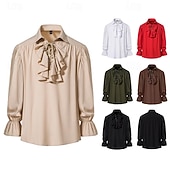 billige Topper-Punk og gotisk Kostymer i middelalderstil Renessanse Bluse / Skjorte Pirat Knekt Helfarge Kostyme Herre Pirat fantasi Royal Maskerade Ytelse Fest Maskerade Voksne Trøye