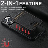 お買い得  iPhone用ケース-電話 ケース 用途 iPhone 16 iPhone 15 プロマックスプラス iPhone 14 13 12 Pro Max Plus バックカバー スタンド付き 磁石バックル ワイヤレス充電をサポート レトロ風 TPU PUレザー