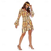 levne Šaty-Retro 70. léta Dámské maškarní šaty 70. let Zvonové Hippie Disko Grafika Kulatý Dámské předvečer Všech svatých Karneval Plesová maškaráda Párty Denní nošení Pride Parade Dospělé Šaty Celý rok