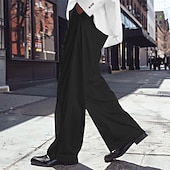 cheap Business-Men&#039;s Dress Pants Linen Pants Trousers Summer Pants Beach Pants Front Pocket Pleats Straight Leg Plain Comfort Breathable Full Length Casual Daily Holiday Fashion Basic Black White Micro-elastic