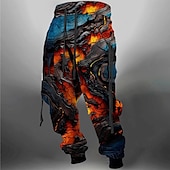 preiswerte Sweatpants-Herren Graphic Flamme Jogginghose Trainingshose Jogginghose Jogger Hosen Hose Mittlere Taillenlinie Elastischer Kordelzug in der Taille Brautkleider schlicht Dunkel Outdoor Strasse Alltagskleidung