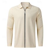 cheap Men&#039;s Jackets &amp; Coats-Men&#039;s Shirt Jacket Transition Jacket Daily Breathable Pocket All Seasons Plain Classic Lapel Regular Waffle Fabric Black White Royal Blue Khaki Light Grey Jacket