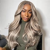 voordelige Pruiken van echt haar, met kanten voorzijde-Remy mensenhaar 13x6 sluiting 4x13 Sluiting 4x4 Sluiting Pruik Zijdeel Middelste stuk Gratis deel Braziliaans haar Body Golf Golvend Donker Grijs Meerkleurig Pruik 130% 150% 180% Haardichtheid met