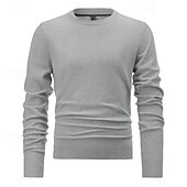 preiswerte Herrenpullover-Herren Pullover Strickpullover Gerippt Stricken Standard Strick Glatt Rundhalsausschnitt Modisch Basic Freizeitskleidung Verabredung Bekleidung Herbst Winter Schwarz Weiß S M L