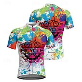 abordables Maillots pour hommes-Homme Maillot Velo Cyclisme Manche Courte Cyclisme Tee-shirt Maillot avec 3 poches arrière VTT Vélo tout terrain Respirable Séchage rapide Conception anatomique Mèche Blanche Graphic Des sports