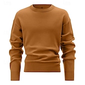cheap Men&#039;s Pullover Sweater-Men&#039;s Pullover Sweater Jumper Knit Sweater Ribbed Knit Regular Knitted Plain Crew Neck Fashion Basic Daily Wear Date Clothing Apparel Fall &amp; Winter Black White M L XL