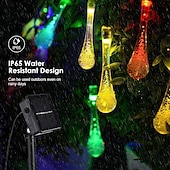 economico Luci di Halloween-6.5m 30leds luci della stringa solare goccia d&#039;acqua luci esterne impermeabili stringa di fata 8 modalità di illuminazione vacanza matrimonio giardino prato natale halloween decorazione del patio