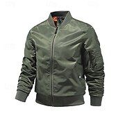 preiswerte Herrenjacken &amp; Herrenmäntel-Herren Bomberjacke übergangsjacke Ausgehen Tasche Frühling &amp; Herbst Einfach Klassisch Stehkragen Regulär Schwarz Gelb Rot Königliches Blau Hellgrau Jacken