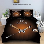 economico Set copripiumino-set copripiumino con stampa di lancette metalliche - include copripiumino e federe - design unico ed elegante - tessuto morbido e confortevole - perfetto per l&#039;arredamento moderno della camera da