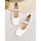 baratos Sapatilhas de mulher-sapatilhas femininas de tecido estampado mary jane - sapatos elegantes de salto baixo com alça ajustável para conforto diário